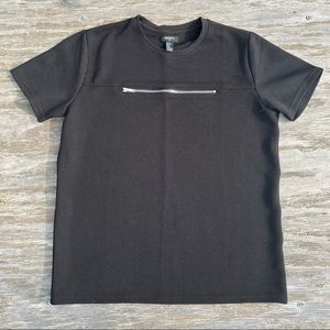 Zipper Accent Boxy Fashion Shirt